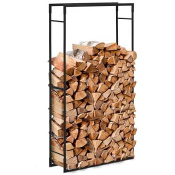 Estante para leña de acero negro - 40 kg - 80 x 25 x 150 cm