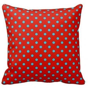 B Lyster shop Red And Teal Polka Dot #302W Cotton & Polyester Soft Zippered Cushion Throw Case Pillow Case Cover