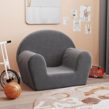 Sofá para niños antracita en felpa suave Vidaxl