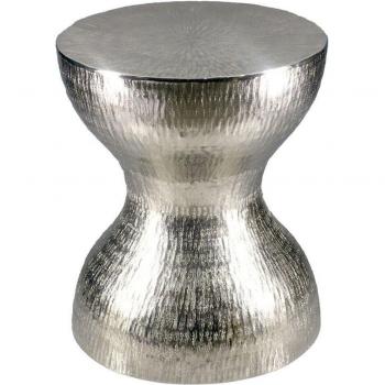 Mesita auxiliar aluminio 38x38x45 rayado plateado