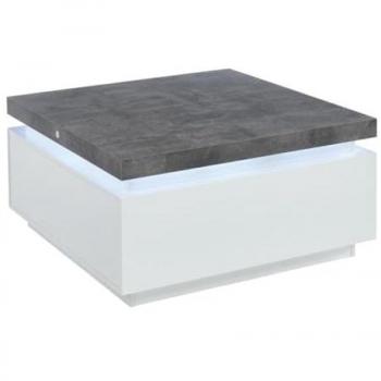 Mesa de Centro HALO II - 2 Cajones - MDF Lacado - Con LEDs - Blanco y Cemento