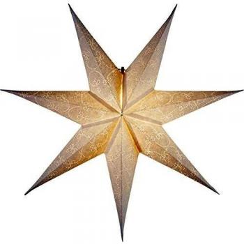Estrella de papel Decorus sin iluminación, 7 puntas, color blanco/plata, diámetro 63 cm