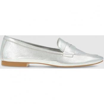 Mocasines de mujer en piel color plata Lodi