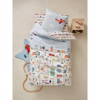 Sábana Bajera Infantil de algodón color Beige con estampado de ciudad marca VERTBAUDET