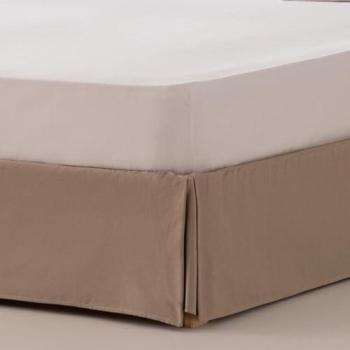 Cubre Canapé Beige Liso Alto 30cm Algodón Poliéster con Volante de Fuelle Inglés - Todas las Medidas de Cama