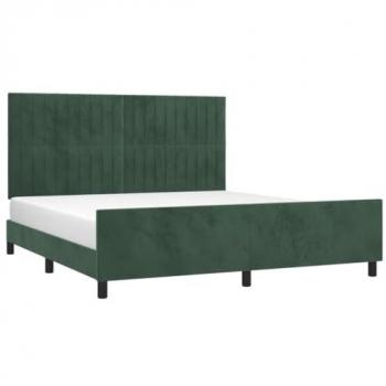 Estructura cama con cabecero terciopelo verde oscuro 160x200 cm