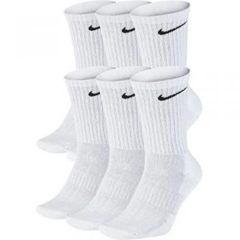 Nike Everyday Cushioned Crew Socks - 6 Pack, White/Black, Size X-Large (11-14.5)