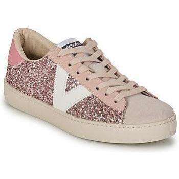 Victoria Berlin - Zapatillas deportivas de mujer con glitter, logotipo en contraste y cordones de color