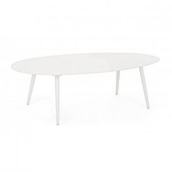 Mesa de centro Ridley 120x75 cm blanca de aluminio para jardín y exterior