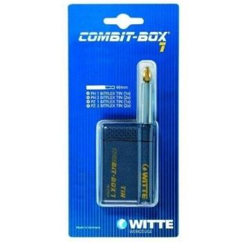 Witte COMBIT BOX 7 - Caja de atornillar con 7 puntas, Bitflex TiN negro