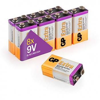 Pilas Alcalinas GP Xtra 6LR61 de Alto Rendimiento - Pack de 8 Unidades - 9 Voltios