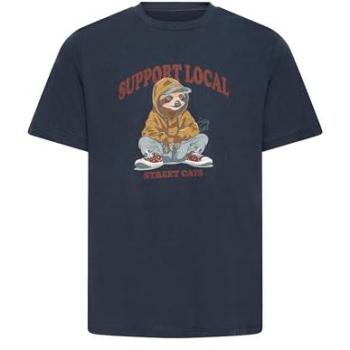 Camiseta de algodón azul oscuro Blend BHIRVING con gráfico divertido