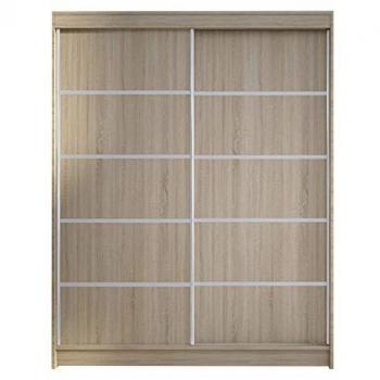 Armario Corredero Atlanta 145 en Roble Sonoma, 200x150x58cm, con 5 estantes