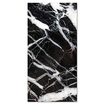 Alfombra Vinílica Antideslizante Mármol Negro 200x200 cm - Ignífuga y Antihongos para Salón y Cocina