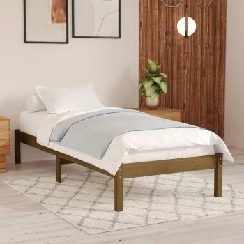Estructura de cama de madera maciza de pino marrón miel 100x200 cm
