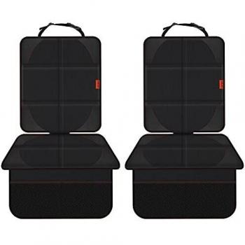 VANLONTD Protector Asiento Coche Silla Bebe, Protector de Asiento Trasero Coche Impermeable Protege la Tapicería de Manchas y Daños, Compatible Isofix, Negro,2 Piezas