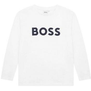 Camiseta de Manga Larga BOSS para Niños Color Blanco Talla 10