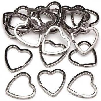 Heart Shaped Split Metal Rings (Pack of 20) Jewelry Making