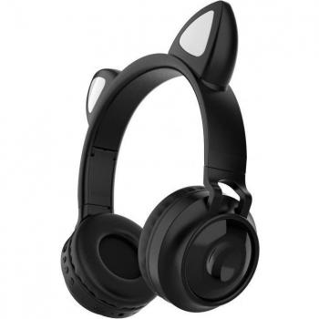 Auriculares Inalámbricos de Oreja de Gato Bluetooth 5.0 con Cancelación de Ruido y LED, Soporte para Tarjeta TF y Micrófono 3.5mm para Niñas y Niños
