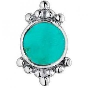 Pendiente Piercing Eos de Plata de Ley 925 con Baño de Rodio y Engaste de Turquesa Natural