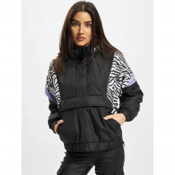 Urban Classics Women's AOP Mixed Pullover Jacket - Plus Size 4XL Black/Zebra