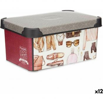 Caja de Almacenaje Plástico Vintage 5 L (19 x 13,5 x 29 cm) (12 Unidades)