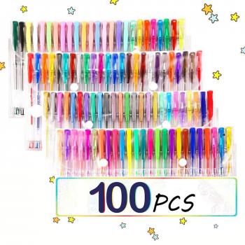 TOPERSUN Bolígrafos 100 Colores Bolígrafos de Gel Incluye Purpurina Metálico Neón y Clásicos para Pintar Dibujar Actividades para colorear
