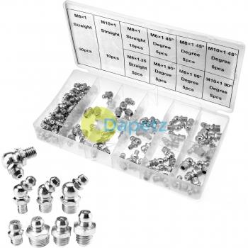Daptez 110 unidades Engrasadores Accesorios M6 M8 M10 45° 90° Variedad Boquilla Set