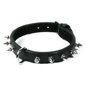 Nayeco Collar Thor de Cuero con Pinchos para Perros, Negro, 40 cm x 15 mm