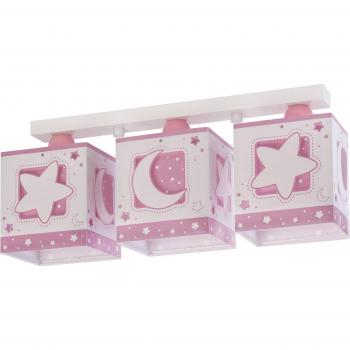 Plafón infantil Moonlight, 3 luces, rosa