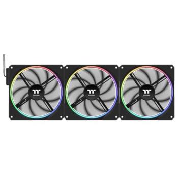 Ventilador RGB Thermaltake TS140 EX (Pack de 3, 140 mm, Alto Rendimiento, Control Térmico y Software) Negro