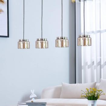 Lámpara colgante Lucande Diano, ámbar, 4 luces, diseño moderno, hecha de vidrio, para salón y comedor