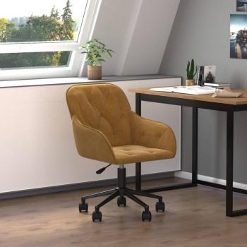 Silla de oficina giratoria marrón de terciopelo