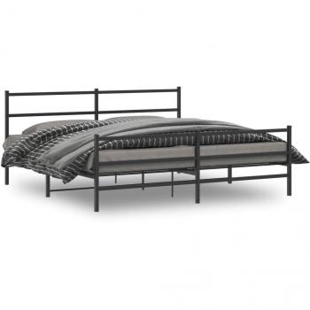 vidaXL Metal Bed Frame without Mattress with Footboard Black 193x203cm