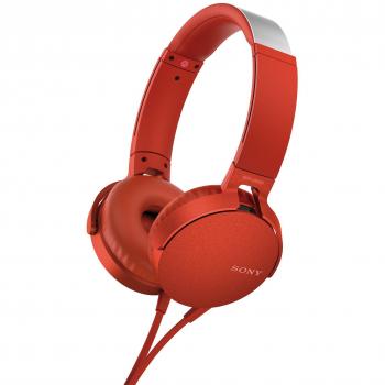 Sony MDR-XB550APR - Auriculares de Diadema con Micrófono y Extra Bass, Color Rojo