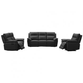 Sofá Relax 3+2+1 Plazas de Piel de Búfalo PAKITA - Negro
