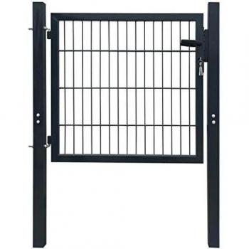 vidaXL 2D Single Fence Gate Anthracite Grey 106 x 130 cm