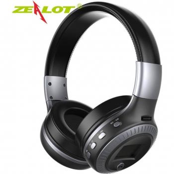 Auriculares Inalámbricos ZEALOT B19 con Pantalla LCD, Estéreo HiFi de Graves, Bluetooth, Micrófono, Radio FM y Ranura para Tarjeta TF