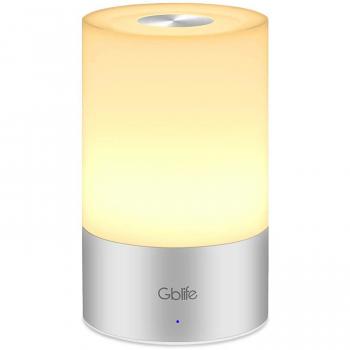 Lámpara LED de Mesita de Noche, GBlife Lámpara de Mesa Táctil, LED Luz Regulable Blanca Cálida, con Batería Recargable, para Dormitorio/Escritorio 