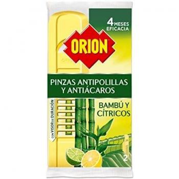 ORION Protección Total - Pinzas Antipolillas para Armarios, Aroma Bambú y Cítricos, 2 Unidades