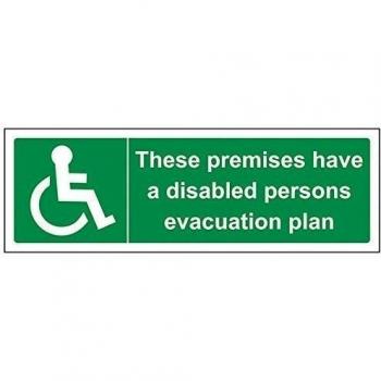 vsafety 17053 ax-sestos locales han un Plan de evacuación de discapacitados Fire assembly point obligatorio signos, vinilo autoadhesivo, paisaje, 300 mm x 100 mm), color verde