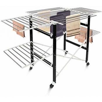 Tendedero Plegable SO-TECH de Ropa 174 x 105 x 84 cm, Negro/Blanco, Material: Plástico ABS y Acero Inoxidable