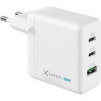 Cargador USB-C Portátil 65W GaN Blanco con Carga Rápida QC 4.0 y 3 Puertos