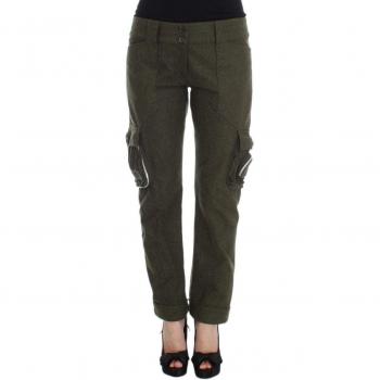 Ermanno Scervino Women Wool Blend Loose Fit Cargo Pants - IT42|M, Slim-fit Trousers, Green, Size: S