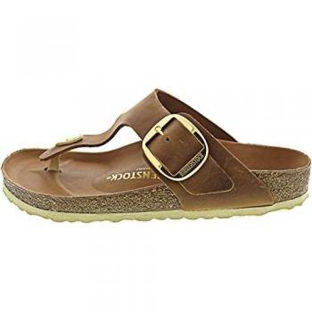 Birkenstock Women's Gizeh Big Buckle Sandals - Cognac Oiled Leather, Normal Width