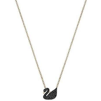 Swarovski Iconic Swan Pendant, Swan, Small, Black, Rose Gold-Tone Plated