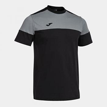 Camiseta Manga Corta Crew V Hombre Negro Gris Joma