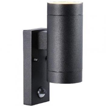 Aplique de Exterior Tin Maxi con Doble Sensor, Negro, IP54, GU10