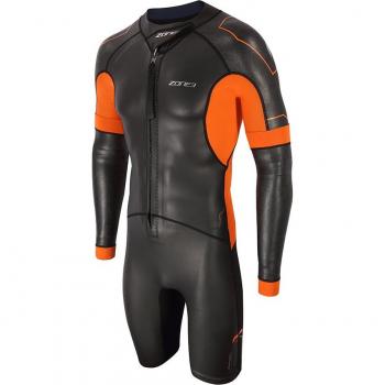 Traje de neopreno Zone3 Versa Swimrun para hombre, color negro y naranja, talla S