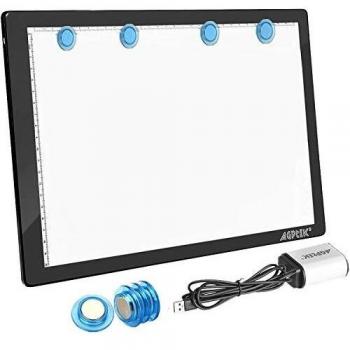 AGPTEK A4 Tableta de Luz, Drawing Pad Ultradelgada, Mesa de Luz de Dibujo LED con Panel Táctil Inteligente con Botón físico para Artistas, Dibujo, Animación